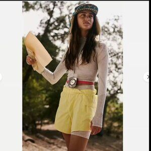 FREE FP MOVEMENT IN THE WILD SHORTS GET YOUR GLOW YELLOW NYLON NWOT XS